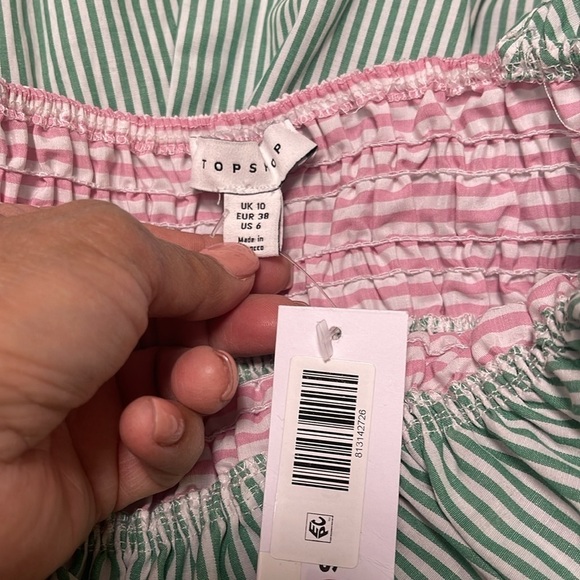 TOPSHOP Women's Tall Stripe Mix and Match Mini Dress in Green and Pink S… - Picture 8 of 9